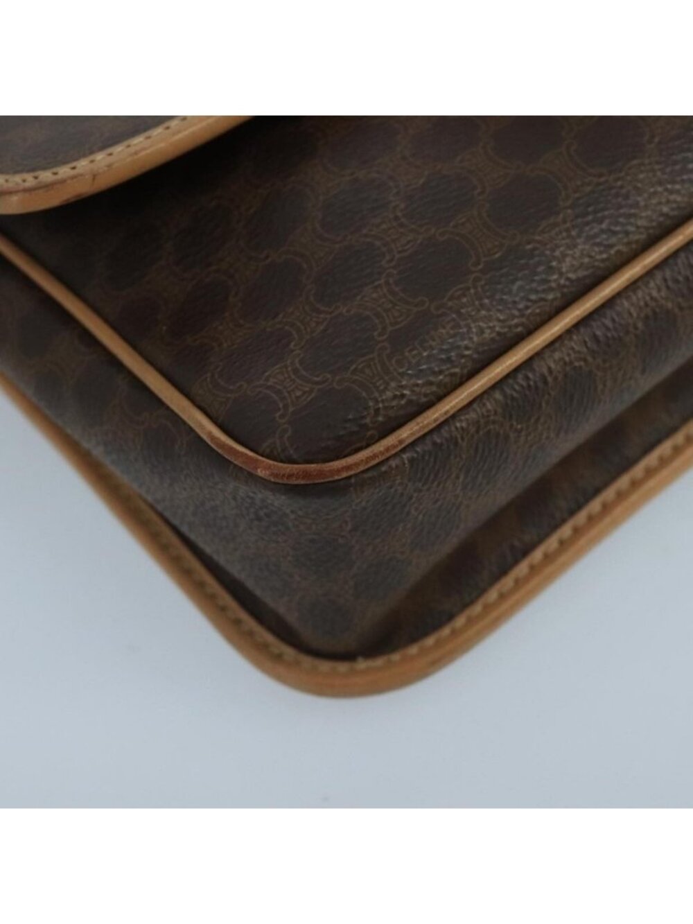 Authentic CELINE Macadam Canvas Circle Shoulder Bag Brown - Picture 7 of 16